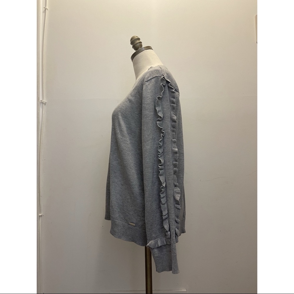 Calvin Klein Ruffled Sweater Color: Heather Grey - Picture 5 of 8